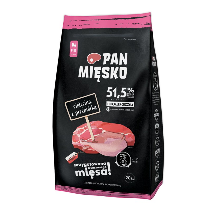 Alpha Spirit PAN MIĘSKO Cielęcina z przepiórką XS 20kg Alpha Spirit PAN MIĘSKO Cielęcina z przepiórką XS 20kg