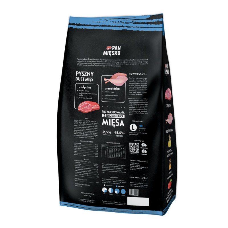 Alpha Spirit PAN MIĘSKO Cielęcina z przepiórką L 20kg Alpha Spirit PAN MIĘSKO Cielęcina z przepiórką L 20kg